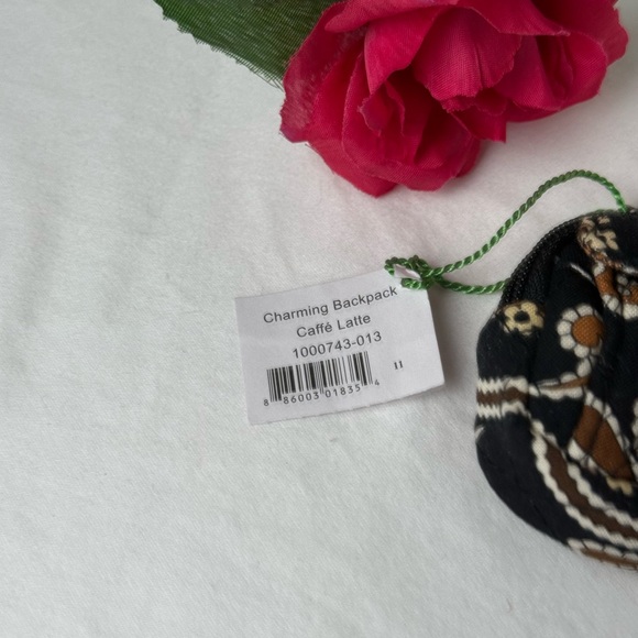 NWT Vera Bradley Caffe Latte Charming Backpack Keychain - Picture 2 of 6